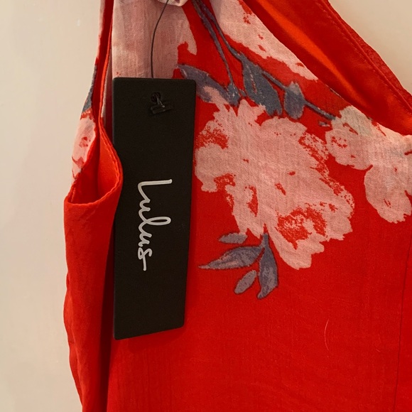 Lulu's Red Floral Ruffle Maxi Dress - Picture 6 of 7